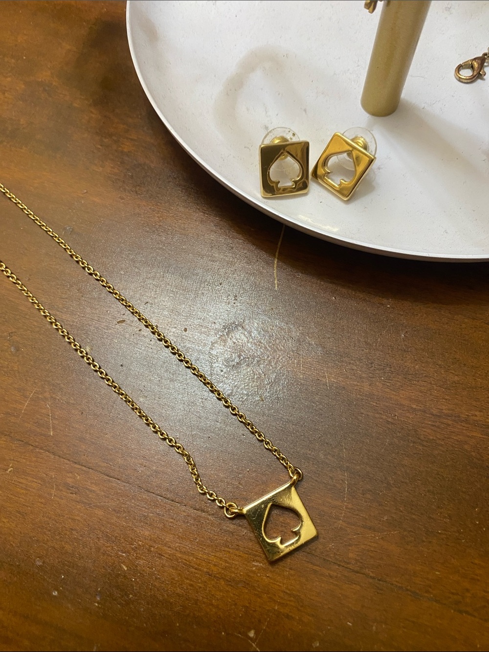 Kate Spade Gold Spade Cutout Necklace and Earring Set